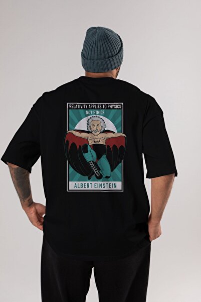 Ankhises Einstein Nacho Libre Back Štampano Crna Oversize kroj T-shirt - Unis...