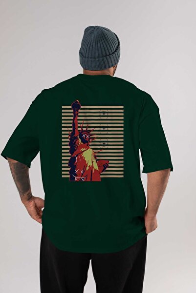 Ankhises Svet oko vas Natrag Štampano Smaragdno zelena Oversize kroj T-shirt ...