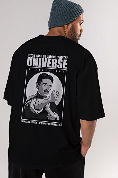 Ankhises Nikola Tesla Ip Man D Sa deznom Crna O Oversize kroj T T-shirt - Uni...