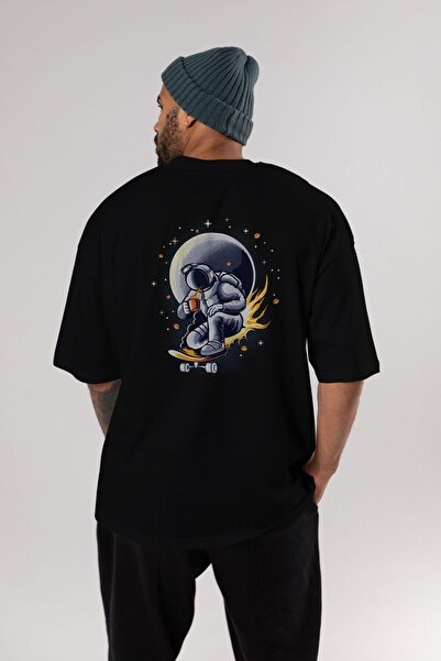 Ankhises Astro Coffee Addict Back Štampano Crna Oversize kroj T-shirt Unisex ...