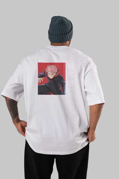 Ankhises Yuuji Itadori 2 Anime Leđa Štampano Bela Oversize kroj T-shirt 100% ...