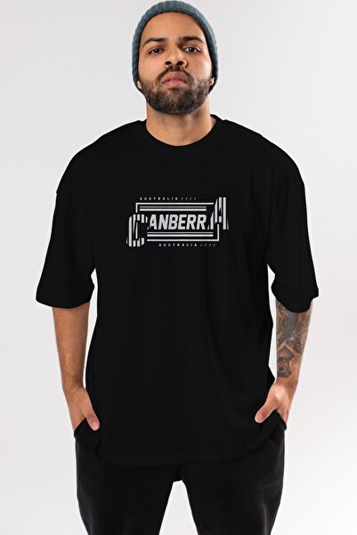 Ankhises Canberra Front Štampano Crna Oversize kroj T-shirt Unisex Muškarci Ž...