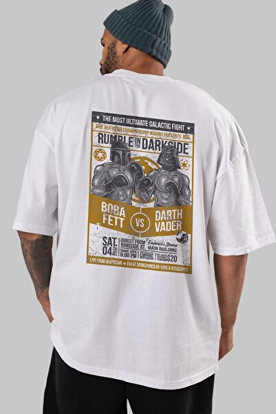 Ankhises Rumble In The Darkside Back Štampano Bela Oversize kroj T-shirt Unis...
