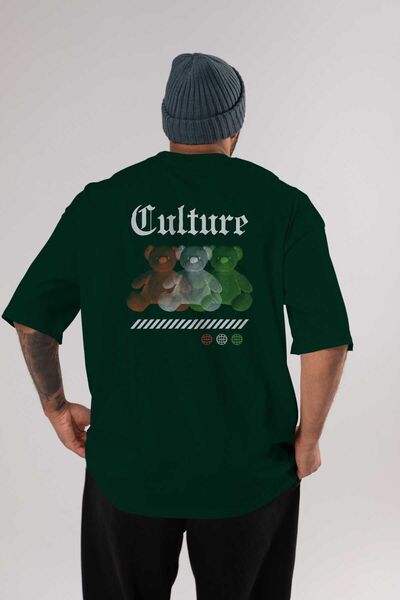 Ankhises Culture Bear Back Štampano Emerald Green Oversize kroj T-shirt Unise...