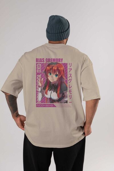 Ankhises Rias Gremory 10 Anime Back Printed Beige Oversize μπλουζάκια 100% βα...