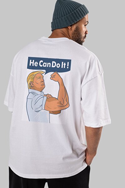 Ankhises On to može da uradi Trump leđa Štampano bela Oversize kroj T-shirt u...