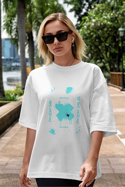 Ankhises Muškarci Žene okrugla kragna Oversize kroj Beli T-shirt - Napisano n...