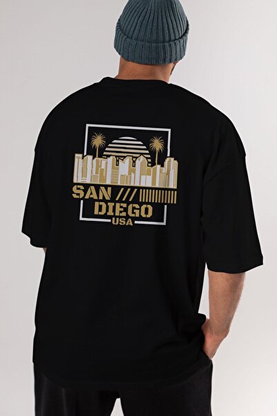 Ankhises San Diego Leđa Štampano Crna Oversize kroj T-shirt Unisex Muškarci Ž...