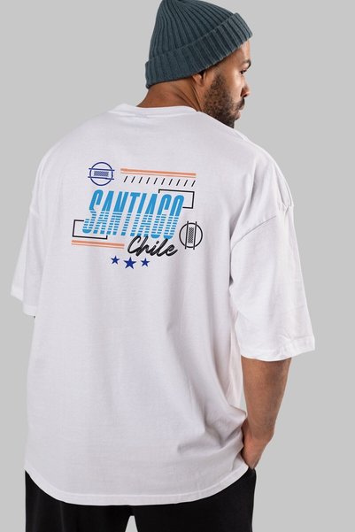 Ankhises Santiago Back Štampano Bela Oversize kroj T-shirt Unisex Muškarci Že...