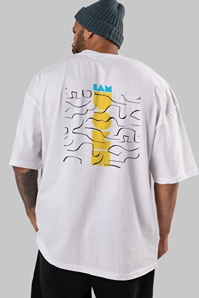 Ankhises Бела Oversize kroj мајица са Štampano „I am Done“ на T-shirt за мушк...