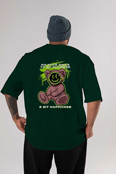 Ankhises Okrugla kragna T-shirt са Oversize kroj , смарагдно зелена, са Štamp...