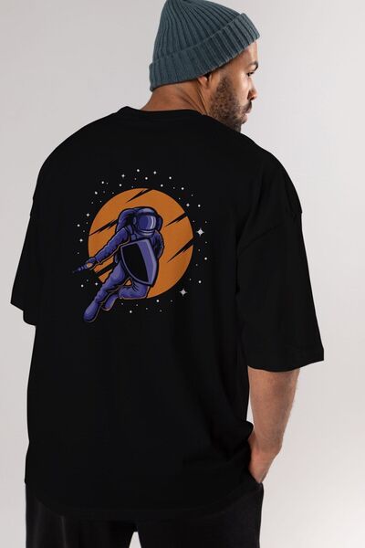 Ankhises Astro Wars Back Štampano Crna Oversize kroj T-shirt Unisex Muškarci ...