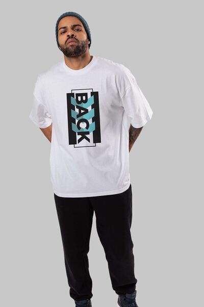 Ankhises Pozadina Napisano Prednja strana Štampano Bela Oversize kroj T-shirt...