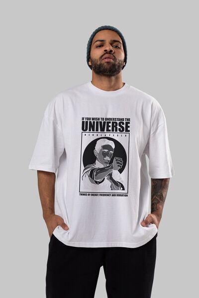 Ankhises Nikola Tesla Ip Man D Sa deznom Bela O Oversize kroj T T-shirt - Uni...