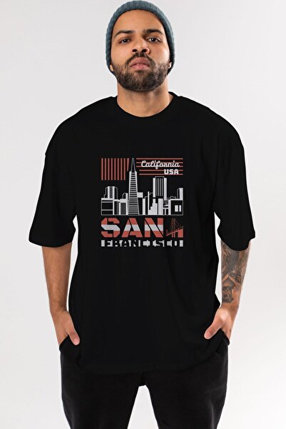 Ankhises San Francisco Front Štampano Crna Oversize kroj T-shirt Unisex Muška...