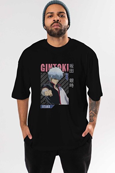 Ankhises Gintoki Sakata GINTAMA 2 Anime με εμπρός εμπριμέ μαύρο μπλουζάκι Ove...