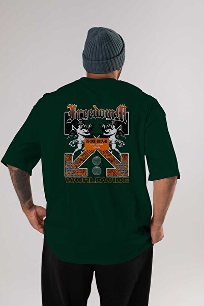 Ankhises Freedom Worldwide Back Štampano Emerald Green Oversize kroj T-shirt ...