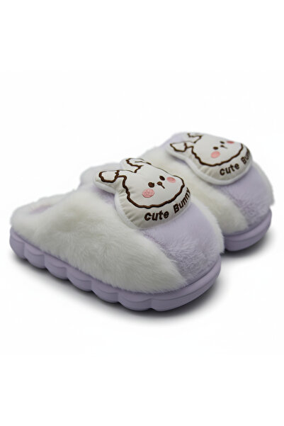 FOTOFUN Papuci pufoși și călduroși pentru copii - Model CuteBear, Mov, 30-31