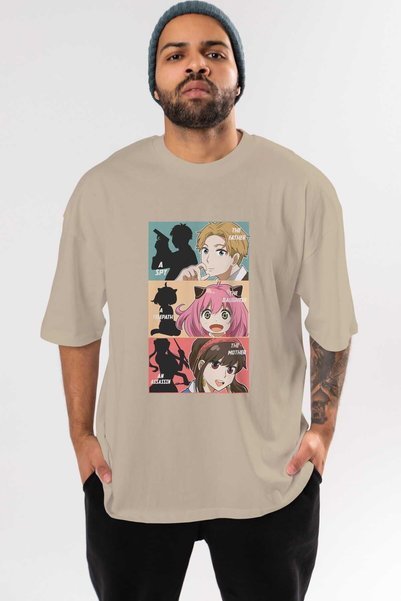 Ankhises SPY X FAMILY Anime Prednja strana Štampano Bež Oversize kroj T-shirt...