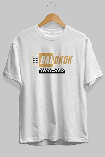Ankhises Bangkok Front Štampano Bela Oversize kroj T-shirt Unisex Muškarci Že...