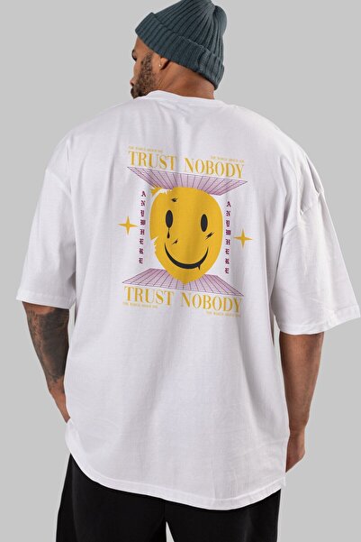 Ankhises Ne verujte nikome nazad Štampano Belo Oversize kroj T-shirt Unisex M...