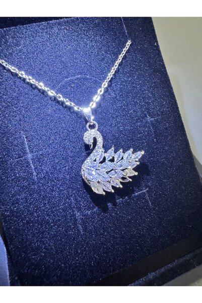 shop IŞIKLI KUTUDA GÜMÜŞ RENK KUĞU KOLYE ÇELİK