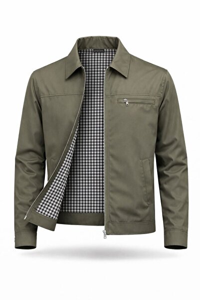 REGOS Erkek Haki Regular Bonded Kumaş Klasik Yaka Mevsimlik&Yazlık Mont