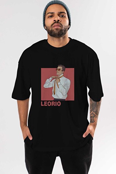 Ankhises Leorio Paladiknight 5 Anime Front Štampano Crna Oversize kroj T-shir...
