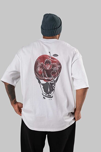 Ankhises DEATH NOTE -RYUK Anime Leđa Štampano Bela Oversize kroj T-shirt 100%...