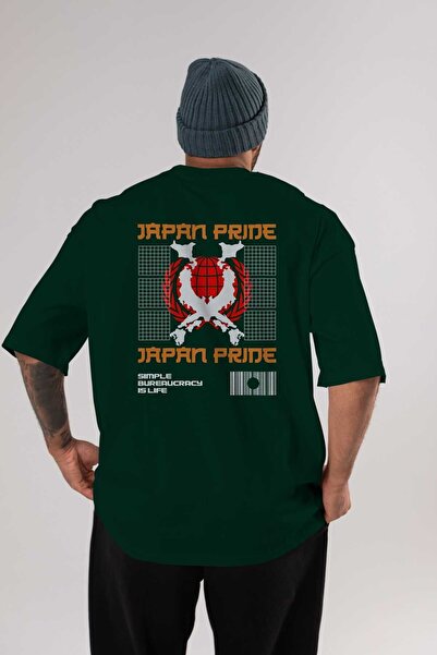 Ankhises Унисекс T-shirt са Oversize kroj , смарагдно зелена, са Štampano Јап...