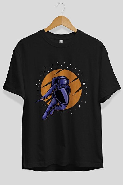 Ankhises Astro Wars Front Štampano Crna Oversize kroj T-shirt Unisex Muškarci...