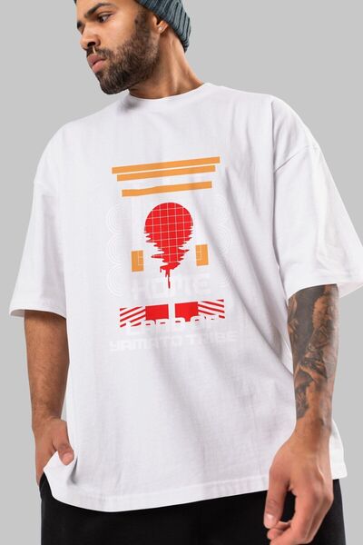 Ankhises Okrugla kragna бела T-shirt са Oversize kroj , Štampano на предњој с...