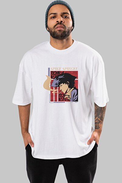 Ankhises S Pike Ogledalo Prednje Štampano Belo Oversize kroj T-shirt Unisex M...