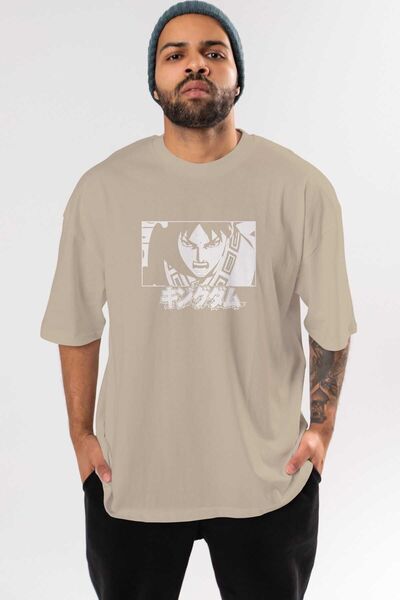 Ankhises Xin 1 Anime Front Štampano Bež Oversize kroj T-shirt Muškarci Žene