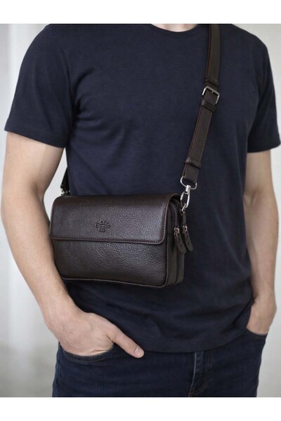 deri,se club Men's Genuine Leather Portfolio Bag with Adjustable Shoulder Str...