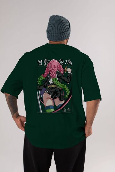 Ankhises Mitsuri DEMONSLAYER Anime Leđa Štampano Smaragdno Zelena Oversize kr...