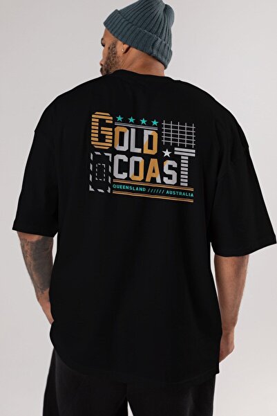 Ankhises Gold Coast Back Štampano Crna Oversize kroj T-shirt Unisex Muškarci ...