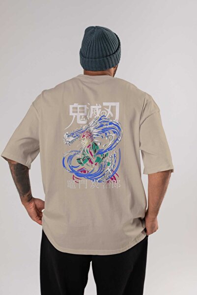 Ankhises TANJIRO KAMADO 2 Anime Leđa Štampano Bež Oversize kroj T-shirt 100% ...