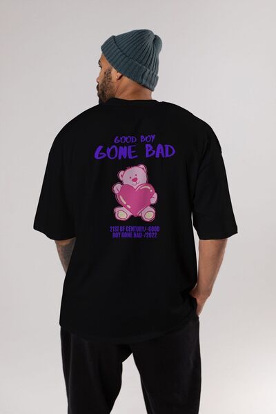 Ankhises Dobar dečko, postaje loš nazad Štampano Crno Oversize kroj T-shirt M...