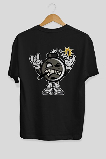 Ankhises Zla bomba leđa Štampano crna Oversize kroj T-shirt unisex muškarci ž...