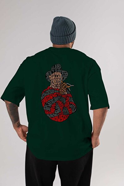 Ankhises Sweet Dream Back Štampano Emerald Green Oversize kroj T-shirt Muškar...