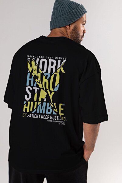 Ankhises Radi naporno, ostani zadnji Štampano Crno Oversize kroj T-shirt Unis...