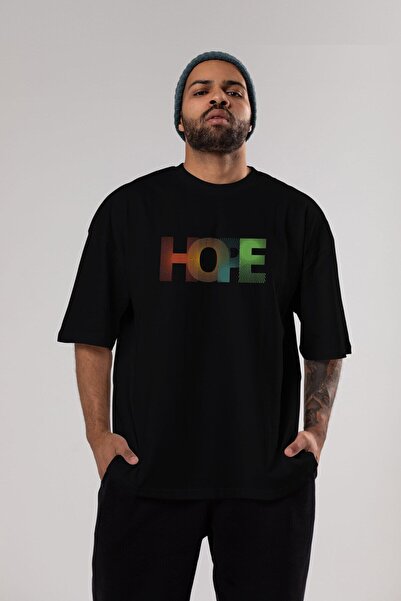 Ankhises Μπλουζάκι Hope Unisex Μαύρο Oversize - Crew Neck