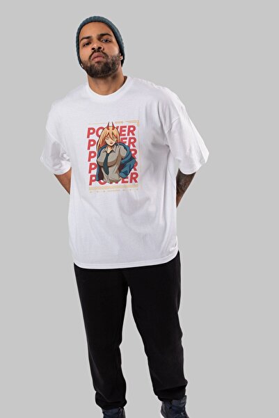 Ankhises Power Front Štampano Bela Oversize kroj T-shirt Unisex Muškarci Žene...