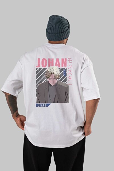 Ankhises Johan Liebert MONSTER Anime Leđa Štampano Bela Oversize kroj T-shirt...