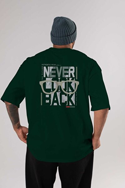 Ankhises Nikada se ne osvrći Štampano Smaragdno zelena Oversize kroj T-shirt ...