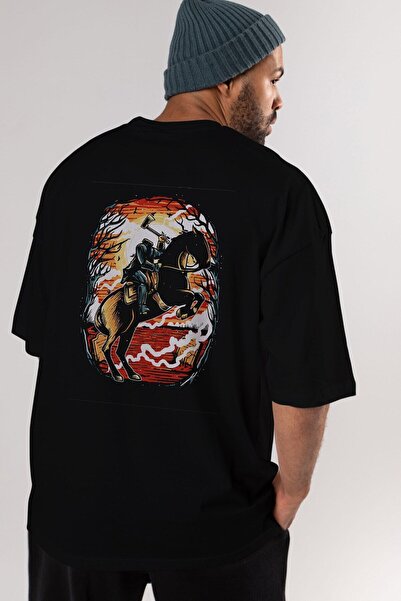Ankhises Black Oversize T-shirt - Unisex Men and Women, Crew Neck, Back Print...