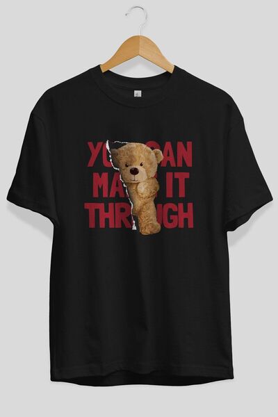 Ankhises Teddy Bear You Can Make It Tricou negru supradimensionat cu imprimeu...