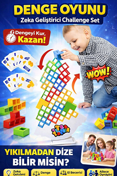 YILDIRIM OYUNCAK Balance Tetris Kule Renkli Yapı Denge Oyunu