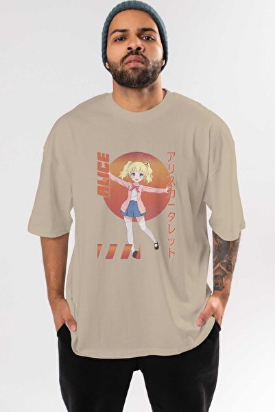 Ankhises Alice Cartelet 15 Аніме Бежевий Оверсайз Футболка - Чоловічий Жіночий